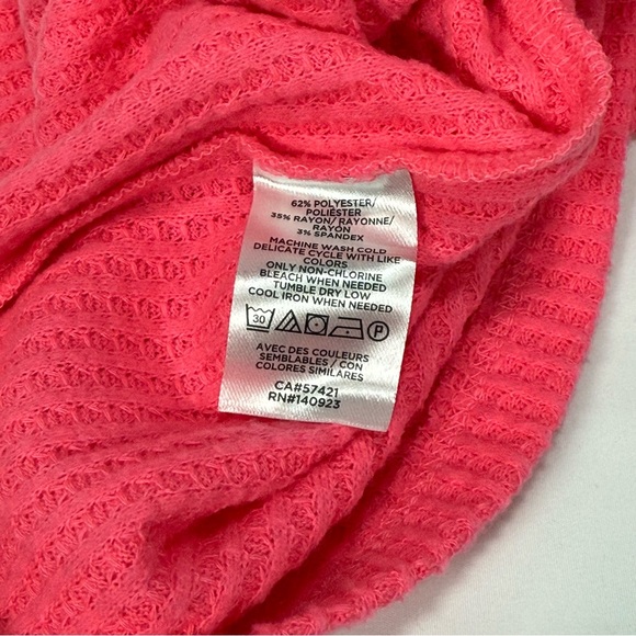 Loft Women's Longsleeve Waffle Knit Henley Button Small Petite SP Pink Shirt Top - Picture 4 of 4